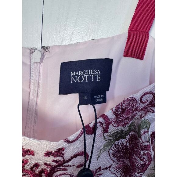 Marchesa Notte Dress Floral Embroidered NWT $595 Sleeveless Knee Length Sz 14 - Picture 5 of 7